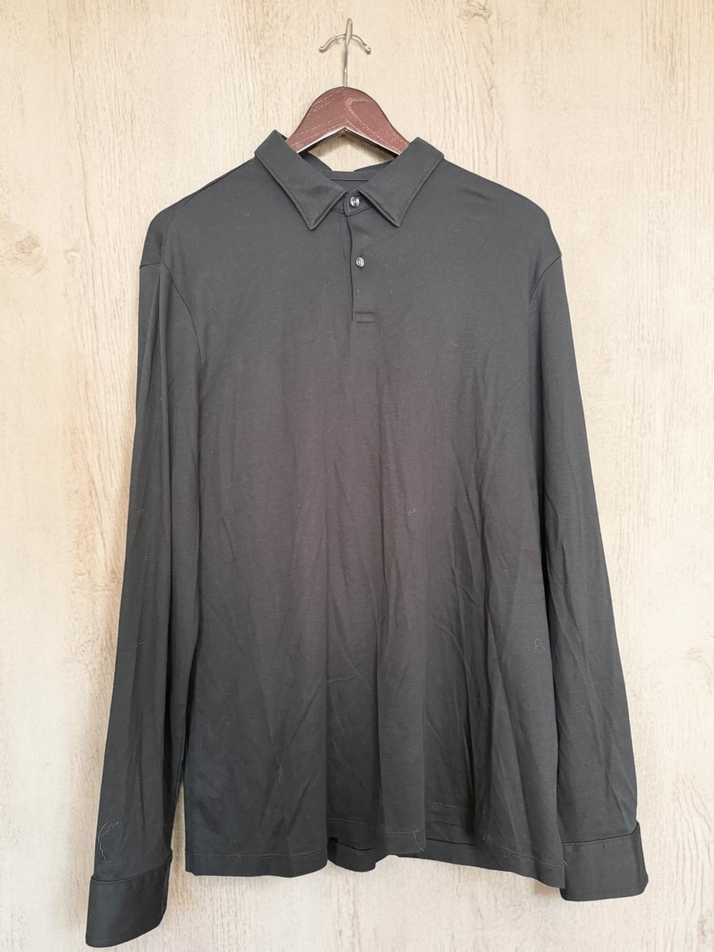 Charles Tyrwhitt Polo Shirt Men’s Large Black Long Sleeve 100% Cotton Classic